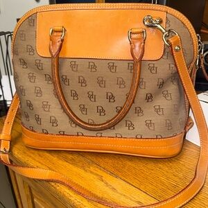Dooney & Bourke Tan and Brown Monogram Shoulder Bag